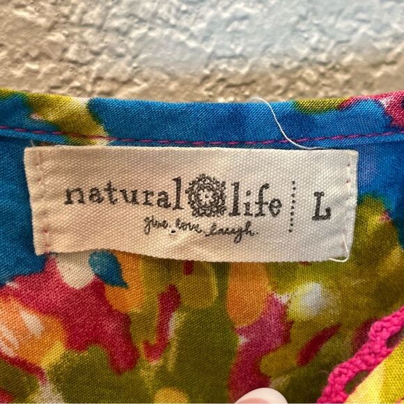 NATURAL LIFE Gigi Floral Babydoll Mini Dress in Multi Starburst size Large - Picture 7 of 13